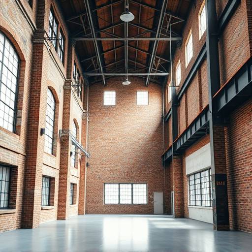 Industrieller Loft mit Backsteinwänden und hohen Decken